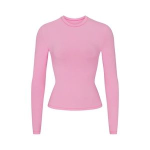 SKIMS BUBBLEGUM PINK JERSEY COTTON LONG SLEEVE